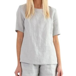Love and Confuse Palmer Linen Tee-Shirt Cloudy Grey Women's size Extra-Small